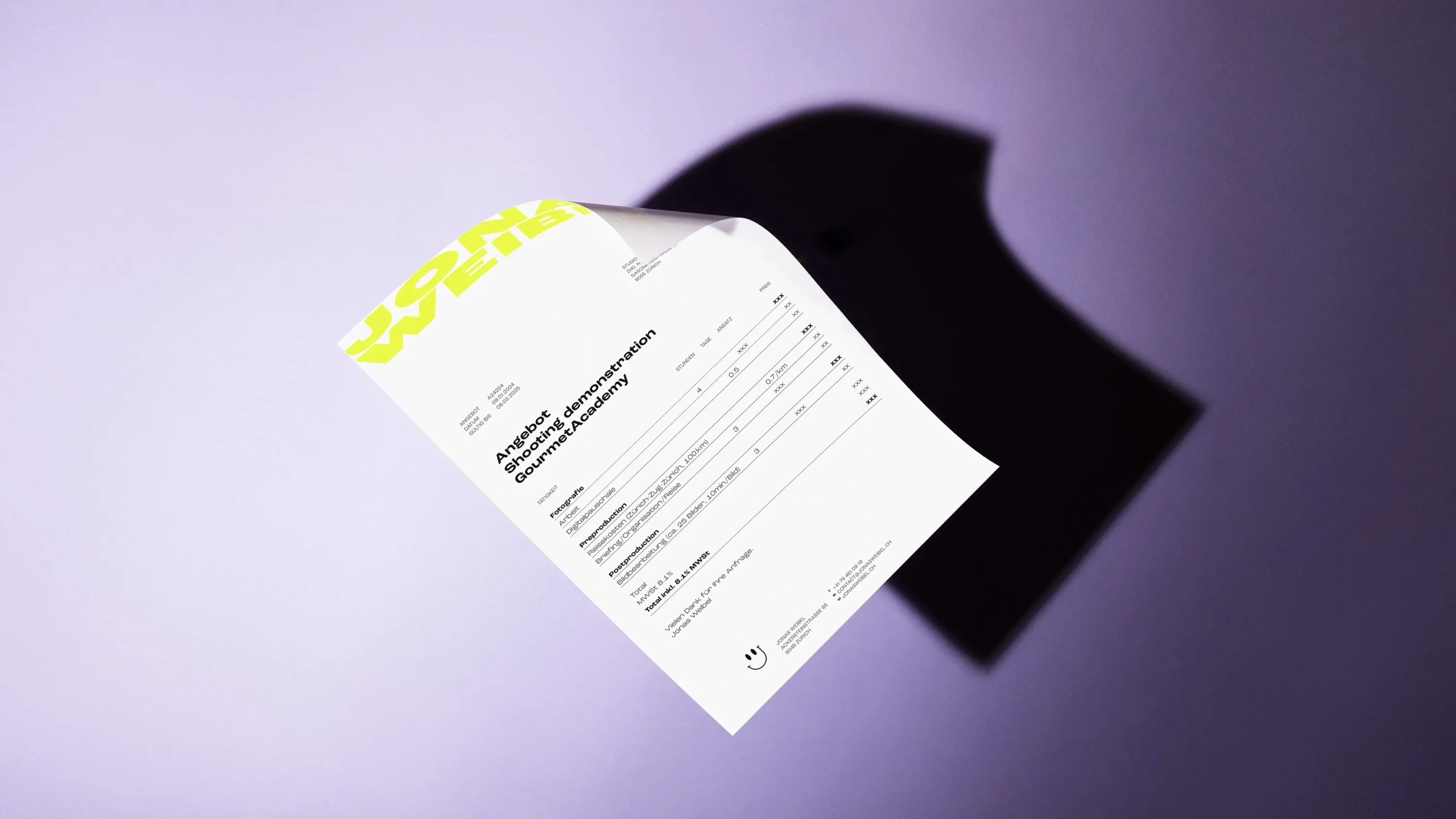 Branding for Jonas Weibel Photography, Stationary by Studio Nomad