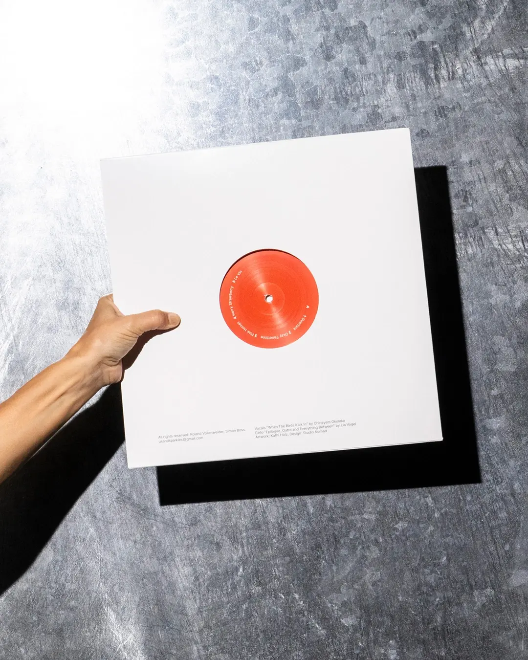 Vinyl Design for the music duo Us and Sparkles, Backcover